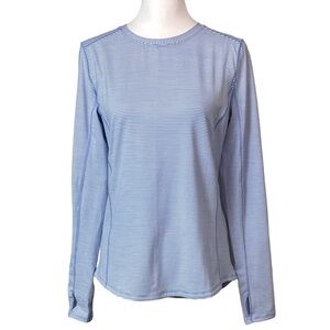 Duluth Women's Pier Genius Crewneck Long‎ Sleeve UPF 50 T-Shirt Blue White Sz S
